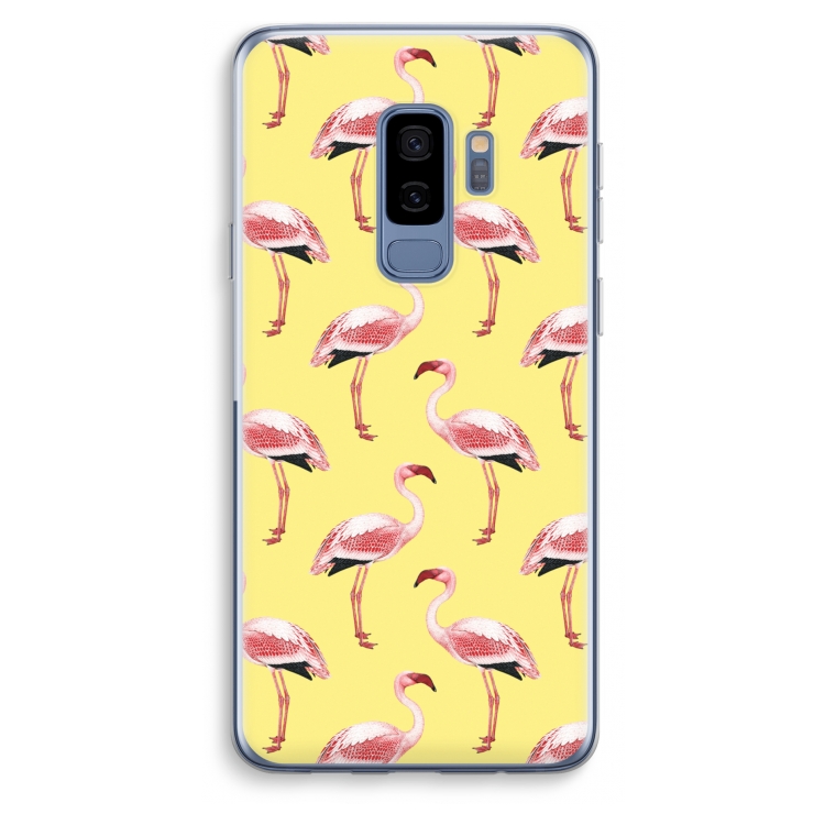 Flamingo's geel: Samsung Galaxy S9 Plus Transparant Hoesje