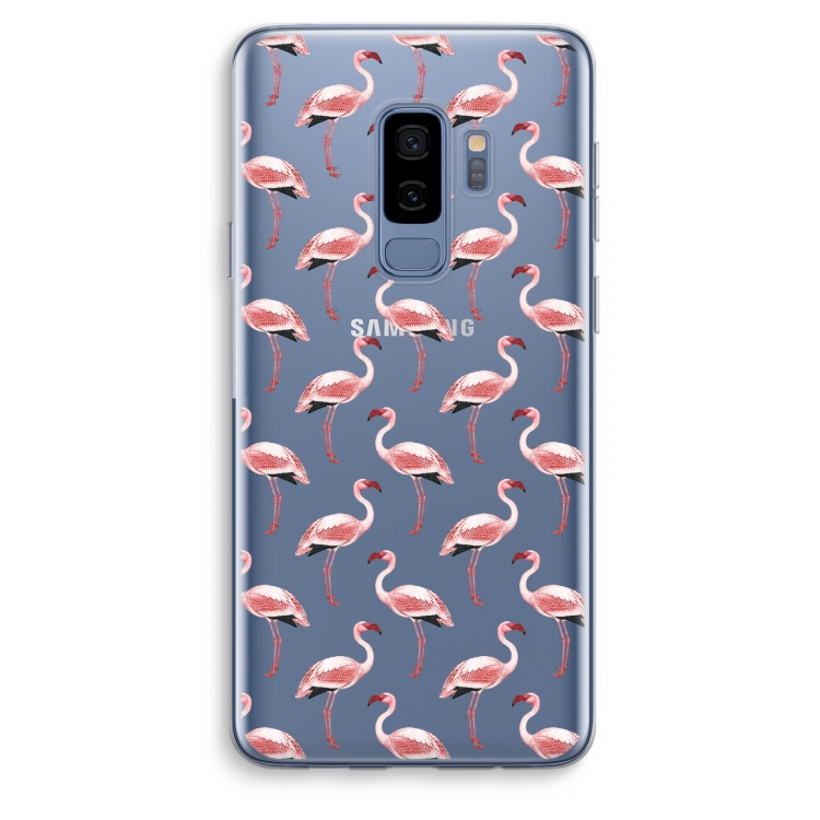 Flamingoprint groen: Samsung Galaxy S9 Plus Transparant Hoesje