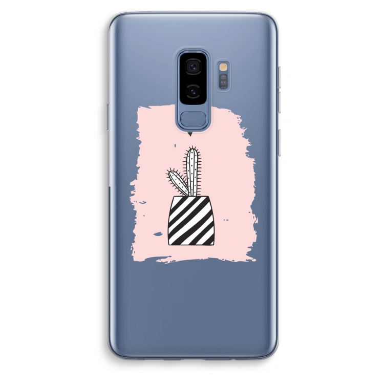 Zwart-wit cactus: Samsung Galaxy S9 Plus Transparant Hoesje
