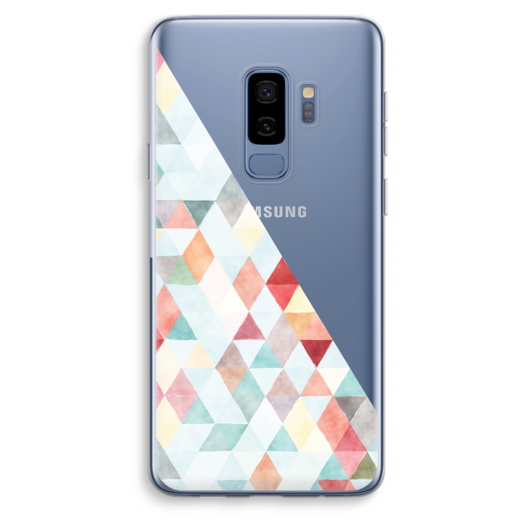 Gekleurde driehoekjes pastel: Samsung Galaxy S9 Plus Transparant Hoesje