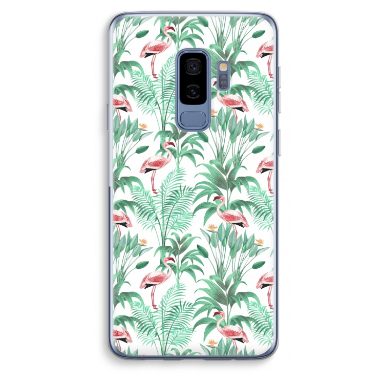Flamingo bladeren: Samsung Galaxy S9 Plus Transparant Hoesje