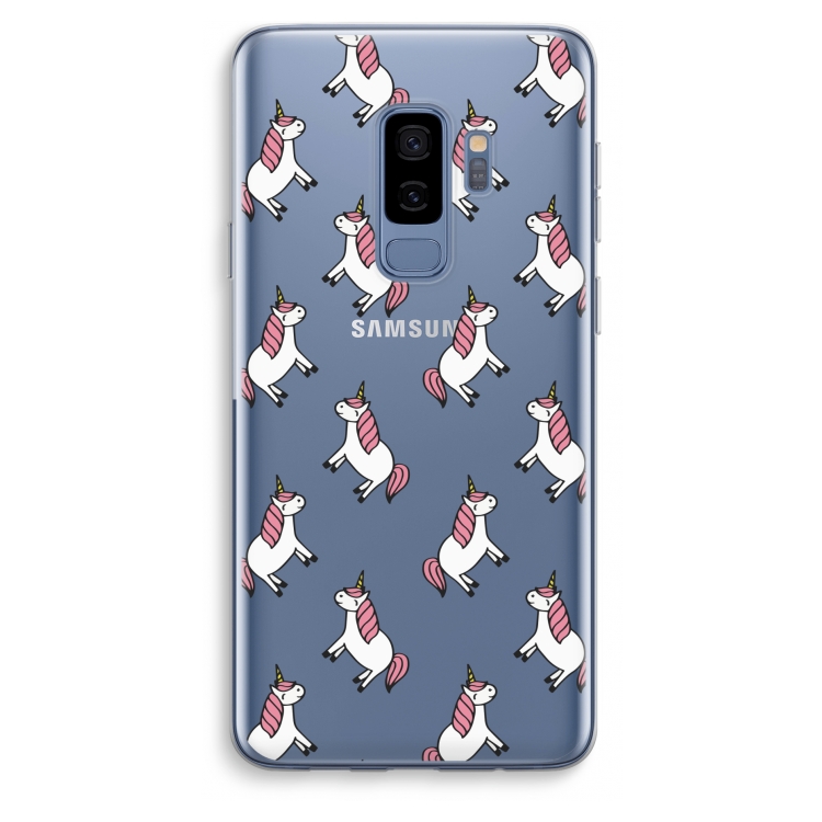 Eenhoorns overal: Samsung Galaxy S9 Plus Transparant Hoesje