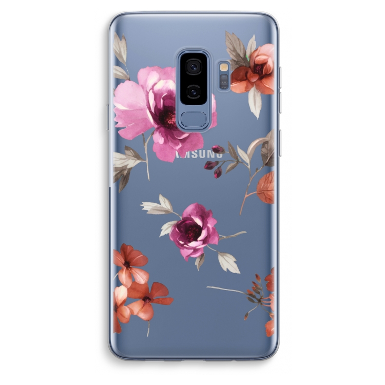 Geschilderde bloemen: Samsung Galaxy S9 Plus Transparant Hoesje