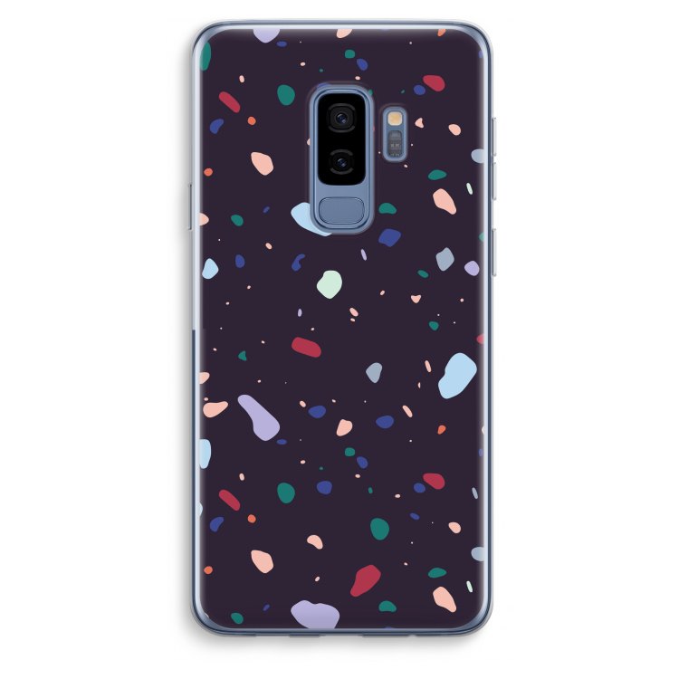 Dark Rounded Terrazzo: Samsung Galaxy S9 Plus Transparant Hoesje