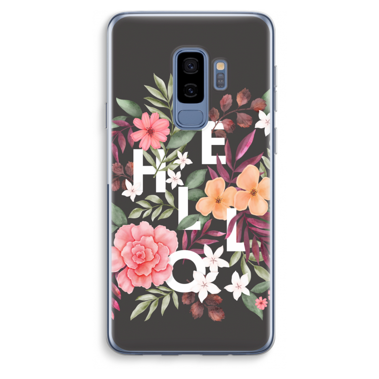 Hello in flowers: Samsung Galaxy S9 Plus Transparant Hoesje