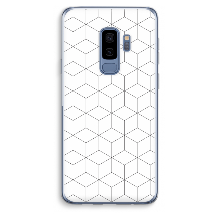 Zwart-witte kubussen: Samsung Galaxy S9 Plus Transparant Hoesje