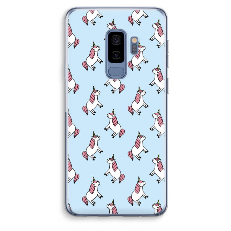 Eenhoorns overal: Samsung Galaxy S9 Plus Transparant Hoesje