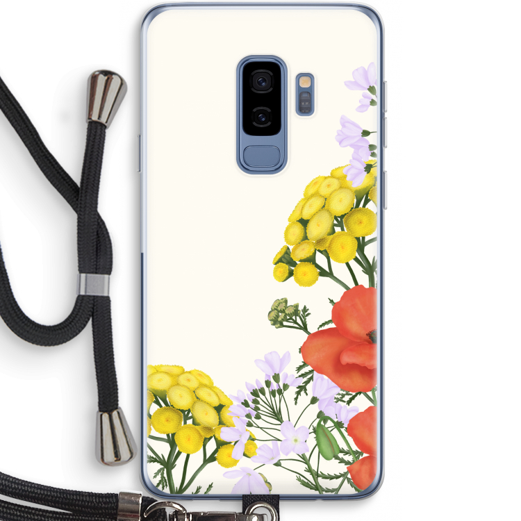 Wilde bloemen: Samsung Galaxy S9 Plus Transparant Hoesje met koord