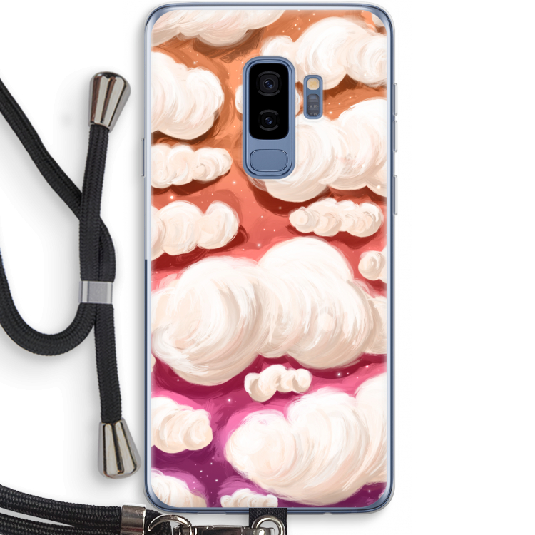 Katoen Wolken: Samsung Galaxy S9 Plus Transparant Hoesje met koord