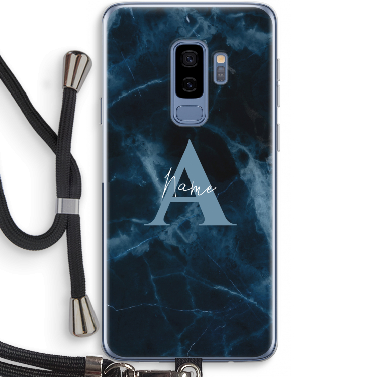 Midnight Marble: Samsung Galaxy S9 Plus Transparant Hoesje met koord