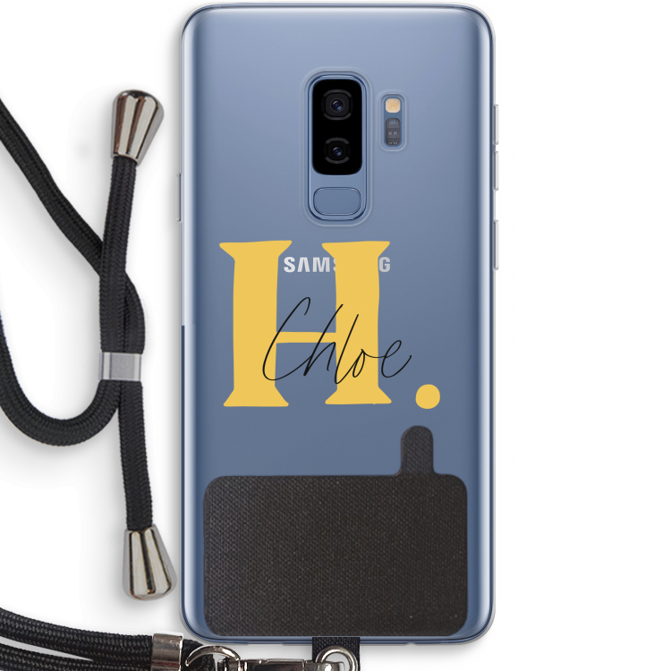 Amber Script: Samsung Galaxy S9 Plus Transparant Hoesje met koord