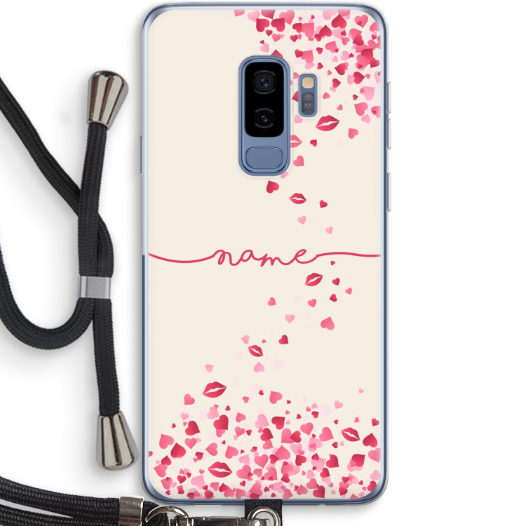 Hartjes en kusjes: Samsung Galaxy S9 Plus Transparant Hoesje met koord