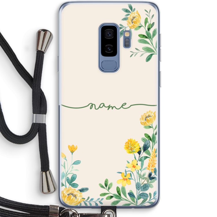 Gele bloemen: Samsung Galaxy S9 Plus Transparant Hoesje met koord