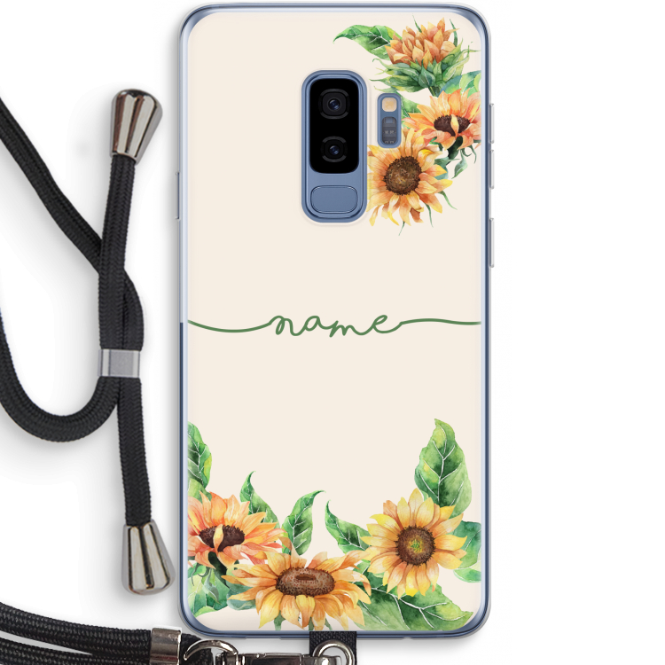 Zonnebloemen: Samsung Galaxy S9 Plus Transparant Hoesje met koord
