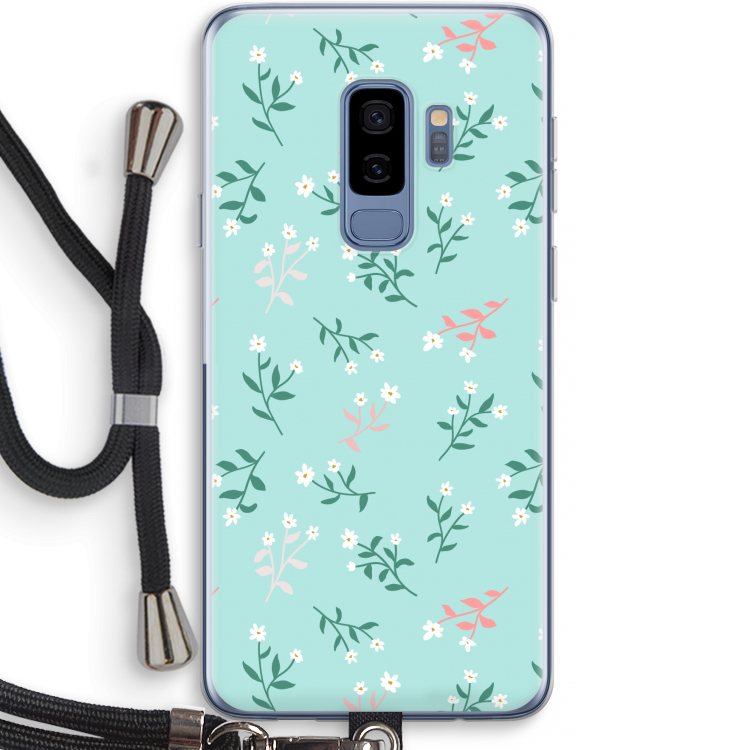 Small white flowers: Samsung Galaxy S9 Plus Transparant Hoesje met koord
