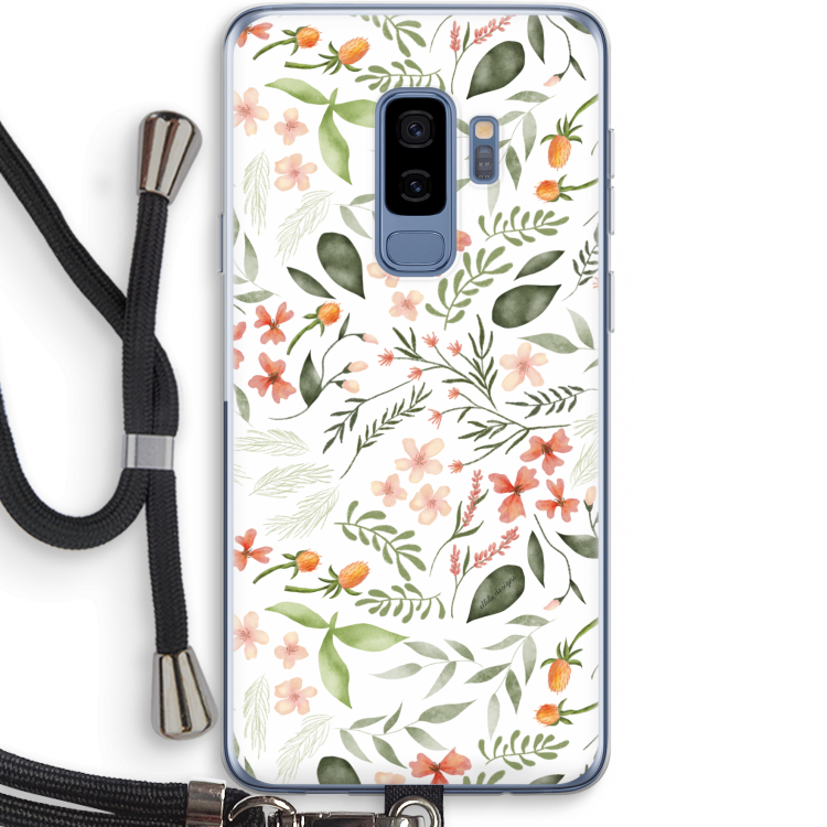 Sweet little flowers: Samsung Galaxy S9 Plus Transparant Hoesje met koord