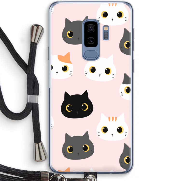 Katten: Samsung Galaxy S9 Plus Transparant Hoesje met koord
