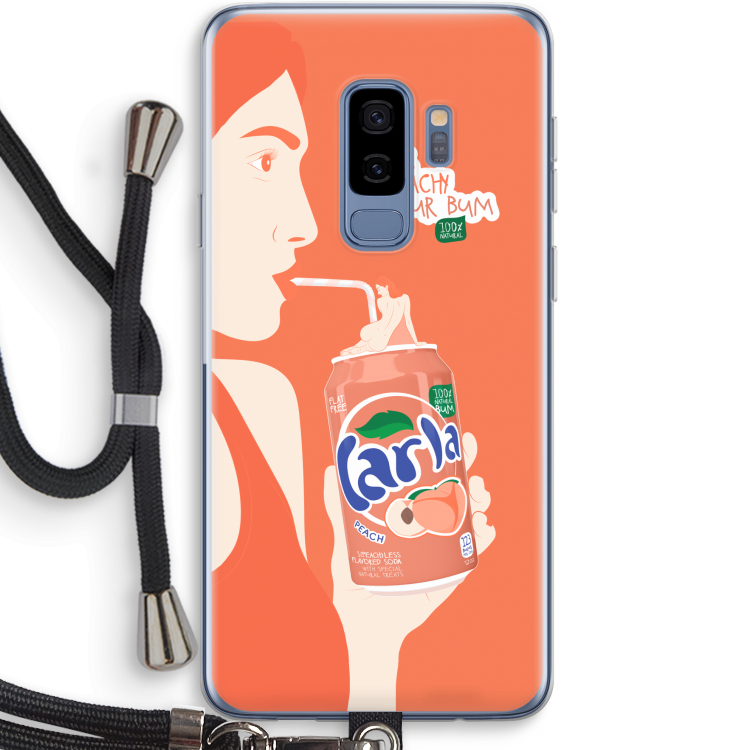 Peach please!: Samsung Galaxy S9 Plus Transparant Hoesje met koord