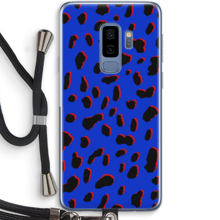Blue Leopard: Samsung Galaxy S9 Plus Transparant Hoesje met koord