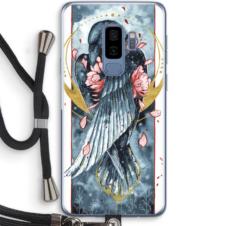 Golden Raven: Samsung Galaxy S9 Plus Transparant Hoesje met koord