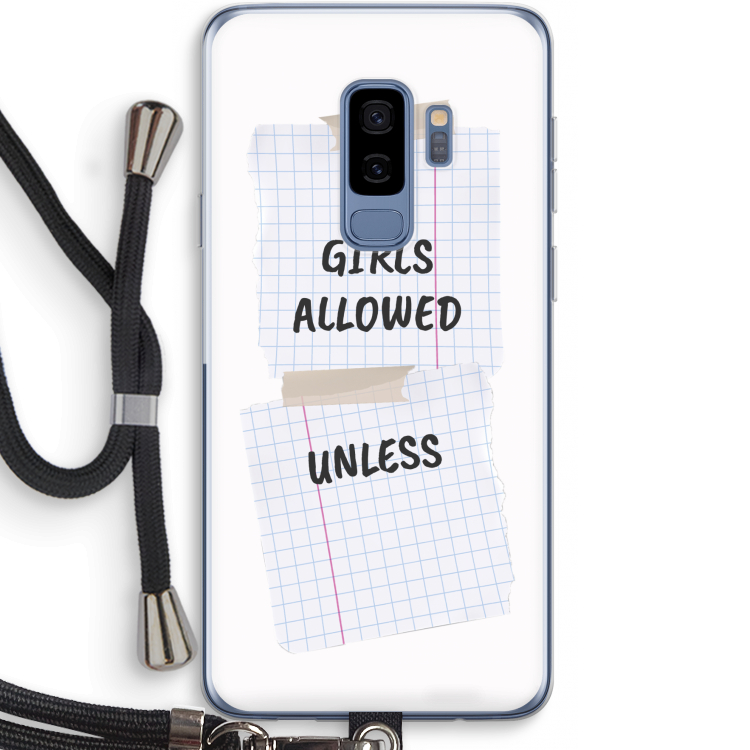No Girls Allowed Unless: Samsung Galaxy S9 Plus Transparant Hoesje met koord