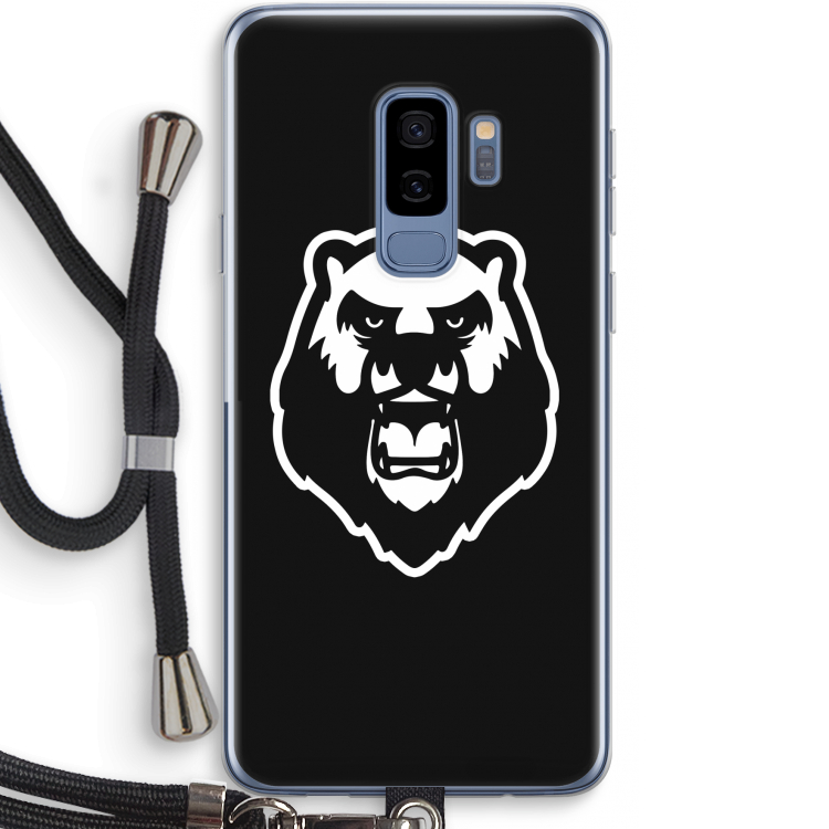 Angry Bear (black): Samsung Galaxy S9 Plus Transparant Hoesje met koord