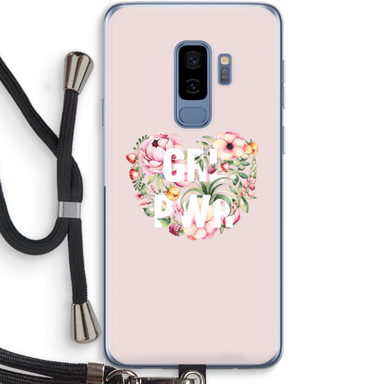 GRL PWR Flower: Samsung Galaxy S9 Plus Transparant Hoesje met koord