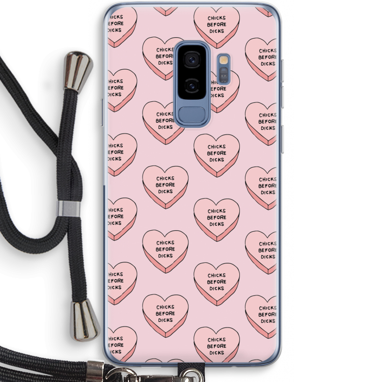 Chicks before dicks: Samsung Galaxy S9 Plus Transparant Hoesje met koord