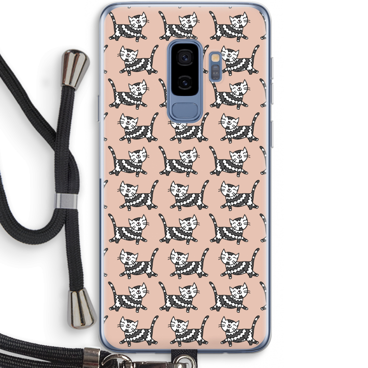 Zwarte poes: Samsung Galaxy S9 Plus Transparant Hoesje met koord