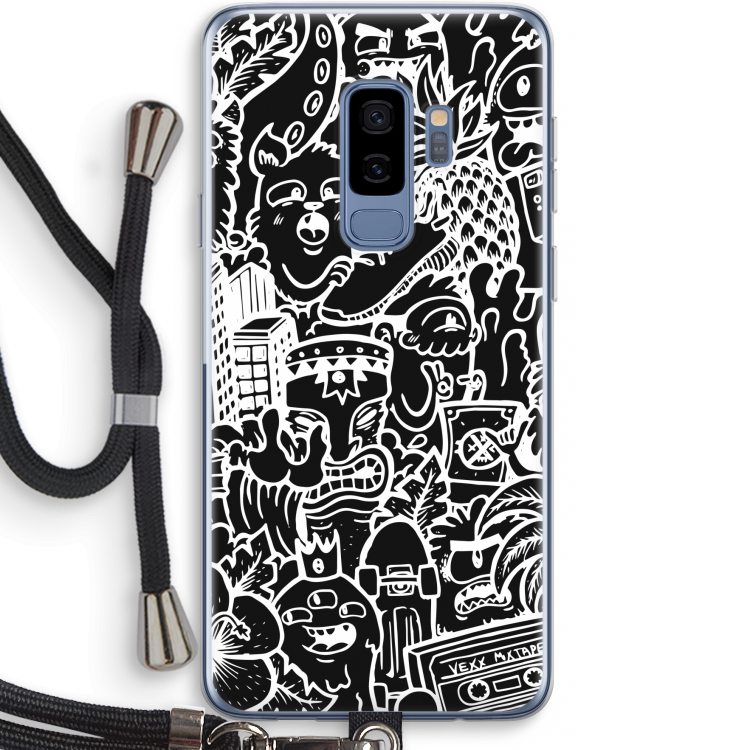 Vexx Black Mixtape: Samsung Galaxy S9 Plus Transparant Hoesje met koord