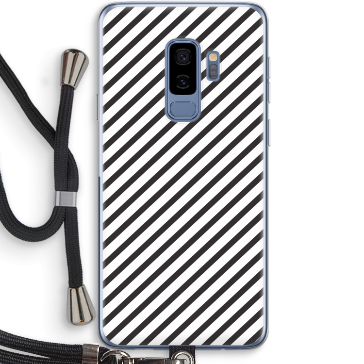 Strepen zwart-wit: Samsung Galaxy S9 Plus Transparant Hoesje met koord