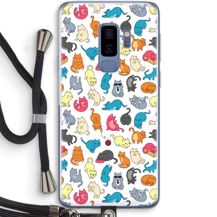 Kleurrijke katten: Samsung Galaxy S9 Plus Transparant Hoesje met koord