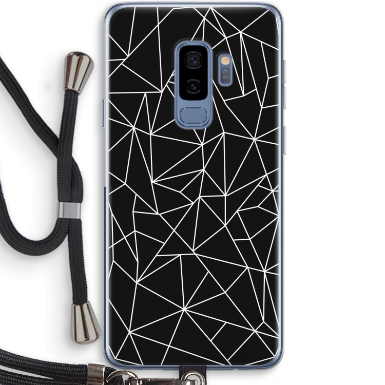 Geometrische lijnen wit: Samsung Galaxy S9 Plus Transparant Hoesje met koord