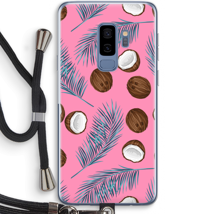 Kokosnoot roze: Samsung Galaxy S9 Plus Transparant Hoesje met koord
