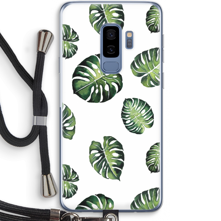 Tropische bladeren: Samsung Galaxy S9 Plus Transparant Hoesje met koord