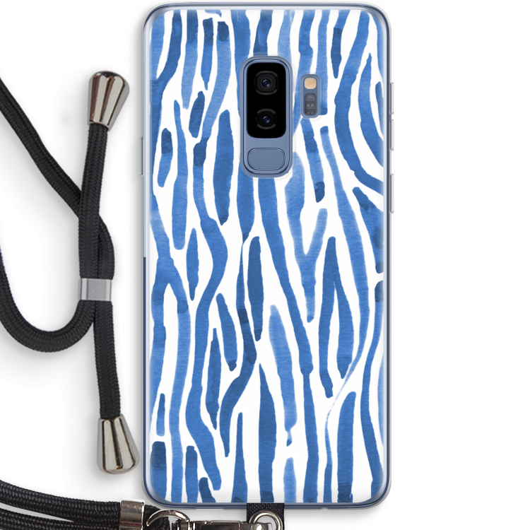 Blauwe nerven: Samsung Galaxy S9 Plus Transparant Hoesje met koord