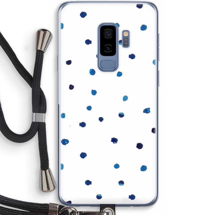 Blauwe stippen: Samsung Galaxy S9 Plus Transparant Hoesje met koord