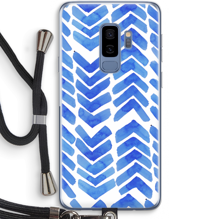 Blauwe pijlen: Samsung Galaxy S9 Plus Transparant Hoesje met koord