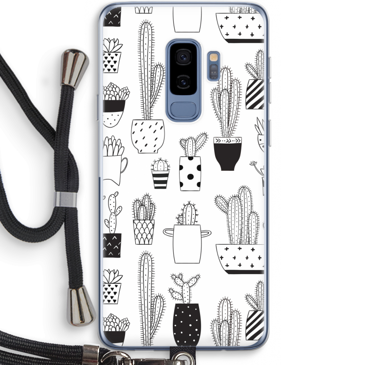 Cactusmotief: Samsung Galaxy S9 Plus Transparant Hoesje met koord