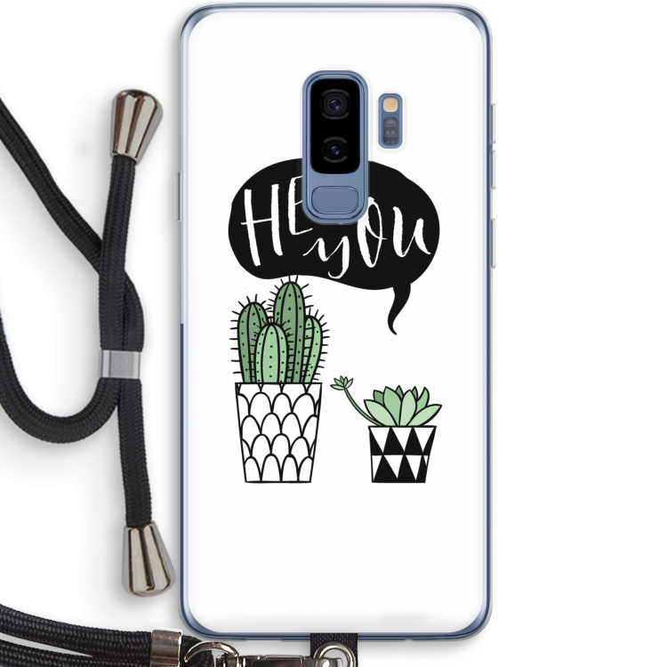 Hey you cactus: Samsung Galaxy S9 Plus Transparant Hoesje met koord
