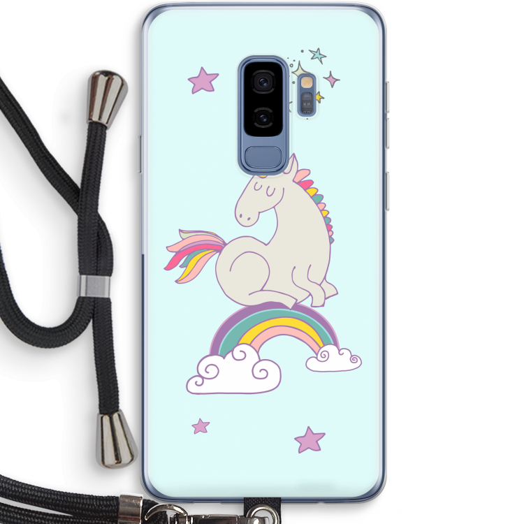 Regenboog eenhoorn: Samsung Galaxy S9 Plus Transparant Hoesje met koord