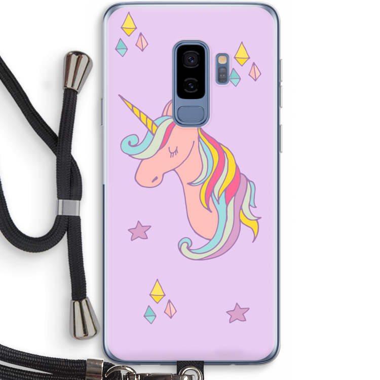 Roze eenhoorn: Samsung Galaxy S9 Plus Transparant Hoesje met koord