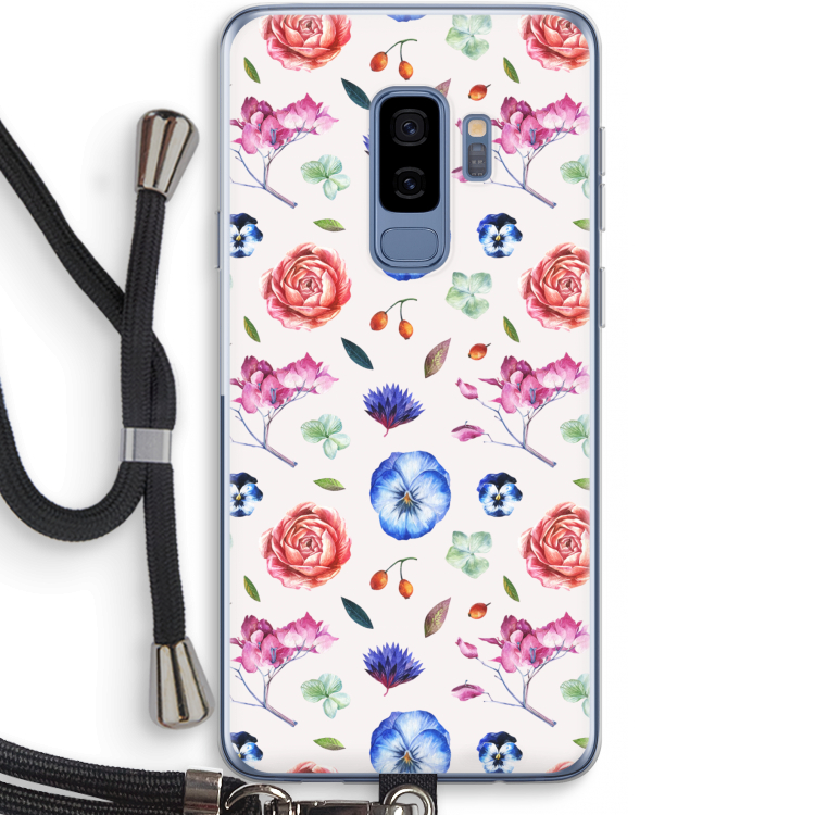 Bloemetjes: Samsung Galaxy S9 Plus Transparant Hoesje met koord