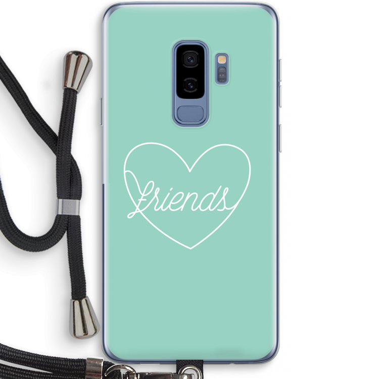 Friends heart pastel: Samsung Galaxy S9 Plus Transparant Hoesje met koord