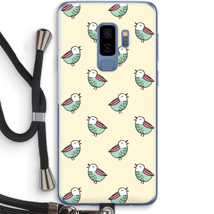Vogeltjes: Samsung Galaxy S9 Plus Transparant Hoesje met koord