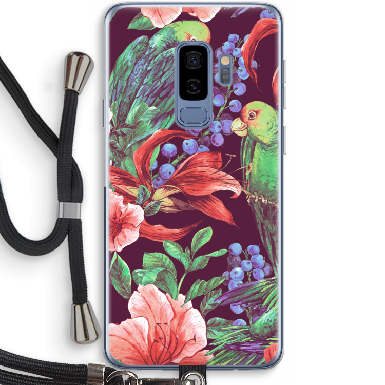 Papegaaien: Samsung Galaxy S9 Plus Transparant Hoesje met koord