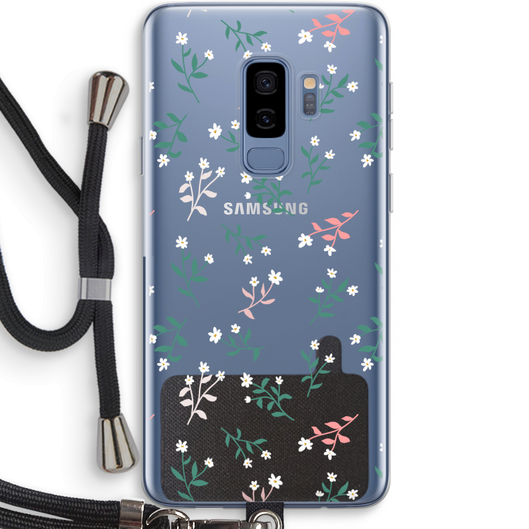 Small white flowers: Samsung Galaxy S9 Plus Transparant Hoesje met koord