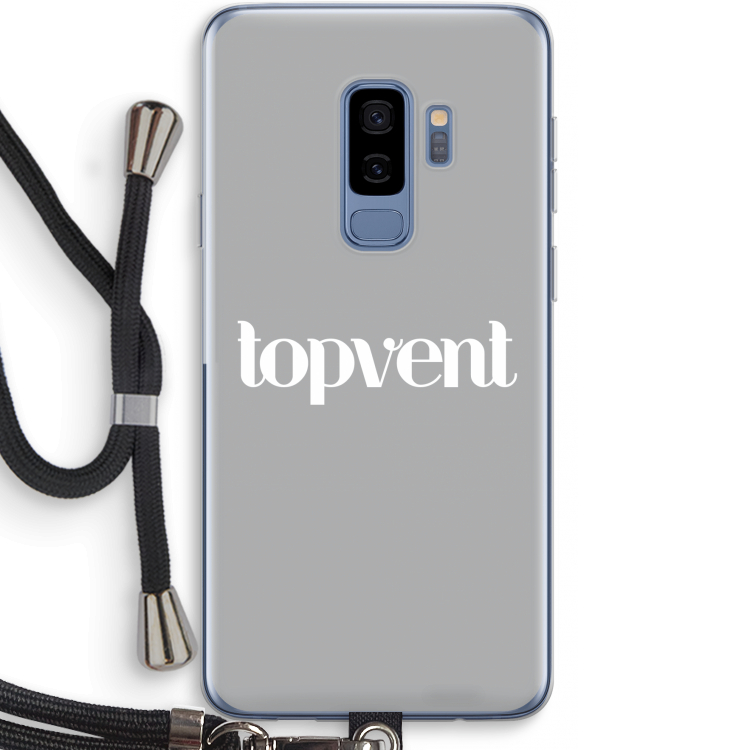 Topvent Grijs Wit: Samsung Galaxy S9 Plus Transparant Hoesje met koord