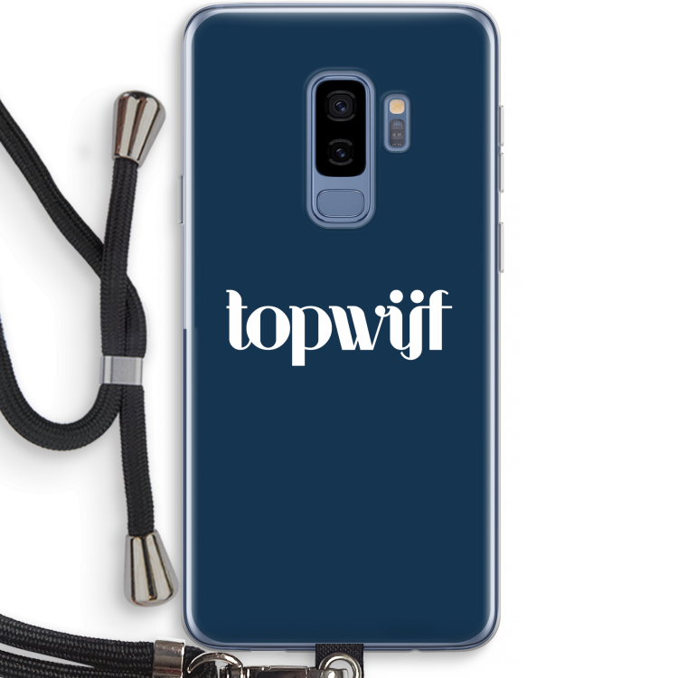Topwijf Navy: Samsung Galaxy S9 Plus Transparant Hoesje met koord