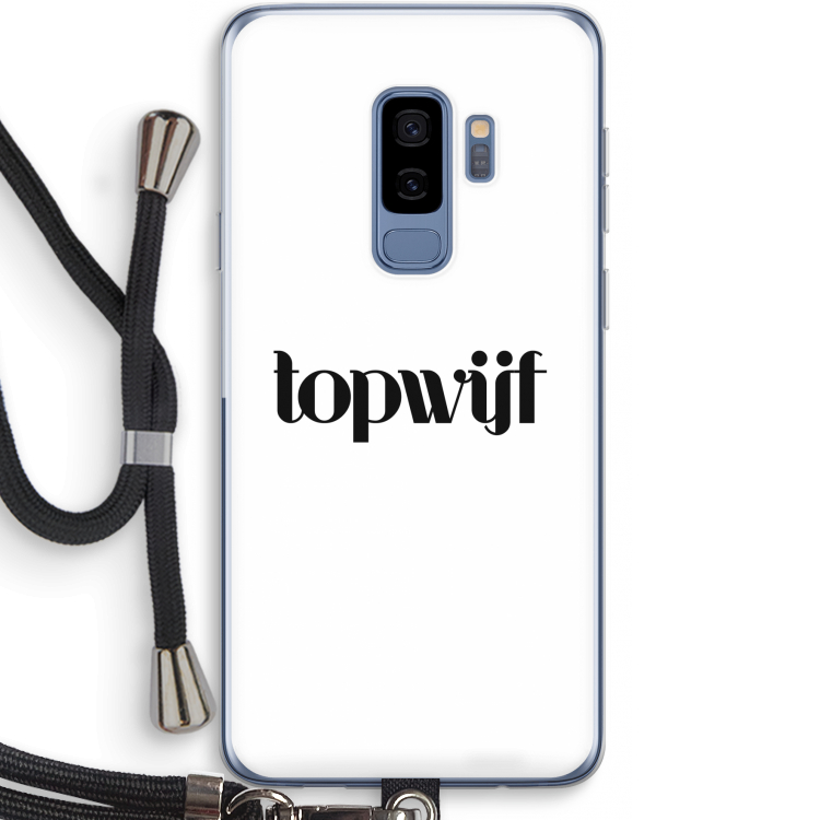 Topwijf Wit: Samsung Galaxy S9 Plus Transparant Hoesje met koord